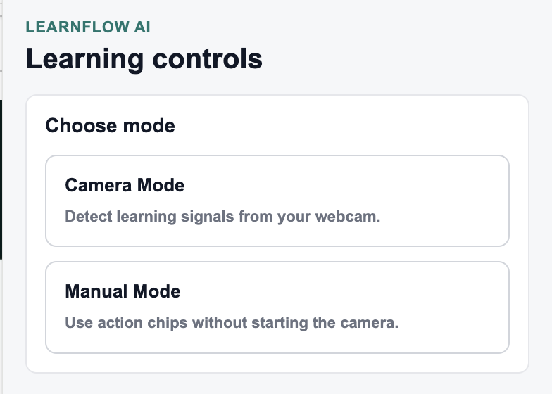 Mode selection screen